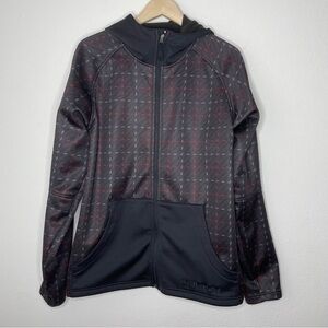Burton Zip Up Hoodie Jacket Fleece Lined Size M Gray Black and Red